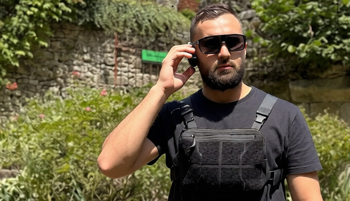 Agent Elite Protect Security en t-shirt siglé, en poste sur un site événementiel à Paris